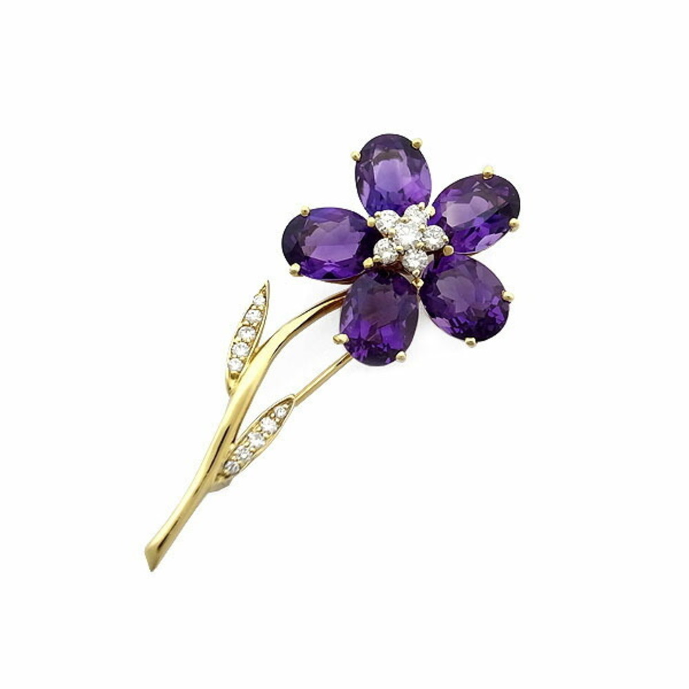 Tiffany Amethyst Diamond Flower Motif Brooch